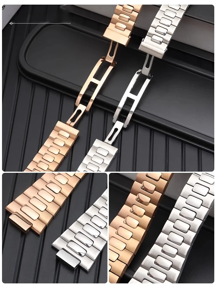 25x13 مللي متر محدب الفم حزام الساعات سلسلة ل باتيك فيليب نوتيلوس الصلب حزام 5711 5126 الفولاذ المقاوم للصدأ سوار PP حزام معدني