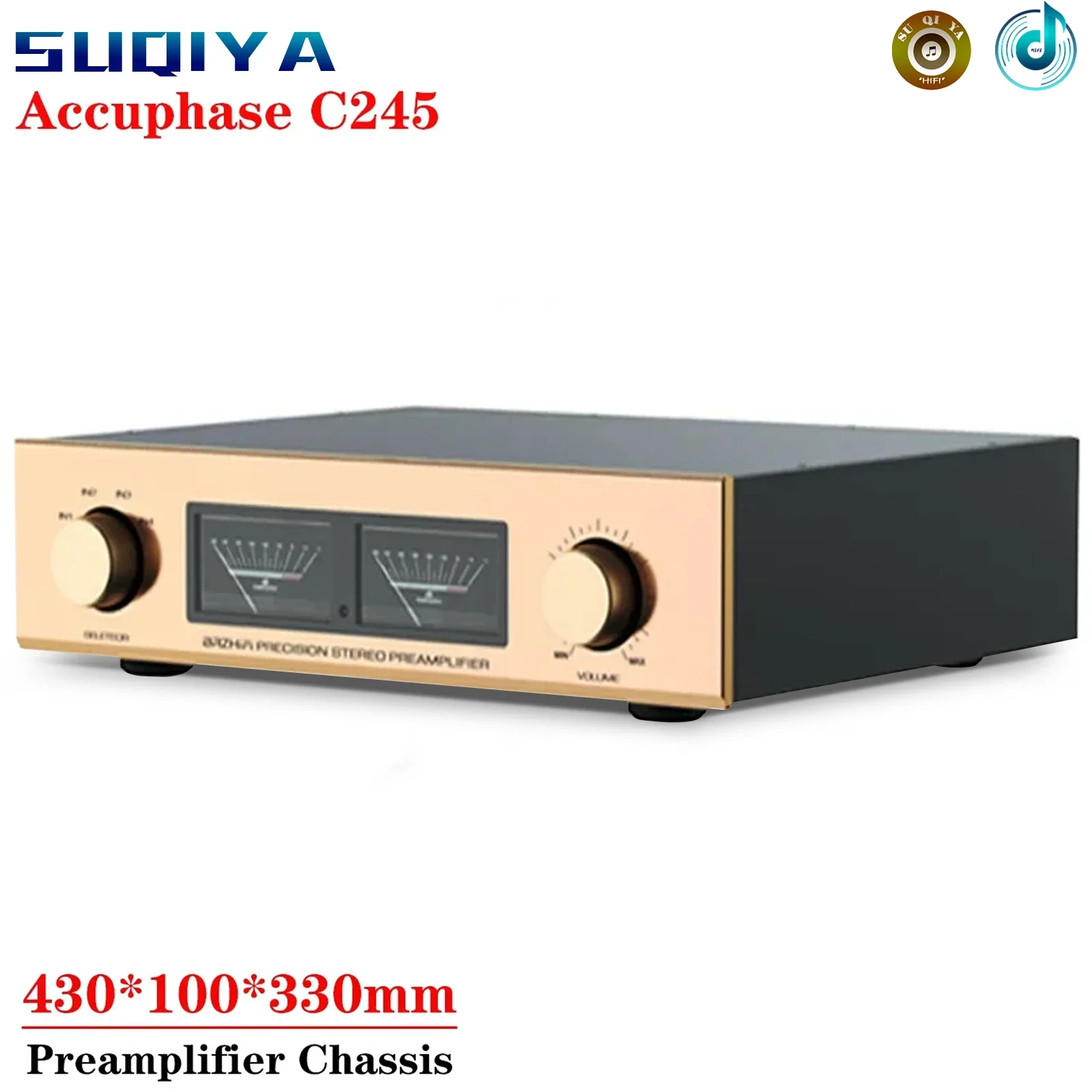 

430*100*330 мм Accuphase C-245 полностью алюминиевый корпус предусилителя Vu метр для усилителя «сделай сам» аудио корпус