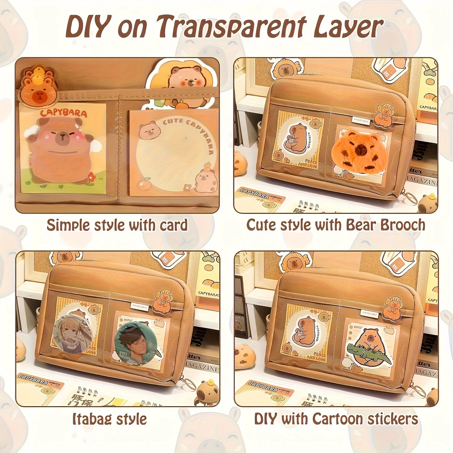 12pcs Cute Capybara Stationery Gift Set | Multi-Layer Storage Pencil Case, Student Pen Box with Capybara Stickers Back-to-Schoo