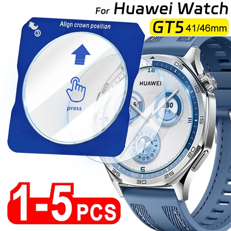 5-1PCS Tempered Glass for Huawei Watch GT5 GT 5 46mm 41mm Easy installation Screen Protector Film HD Clear Anti-scratch Glass