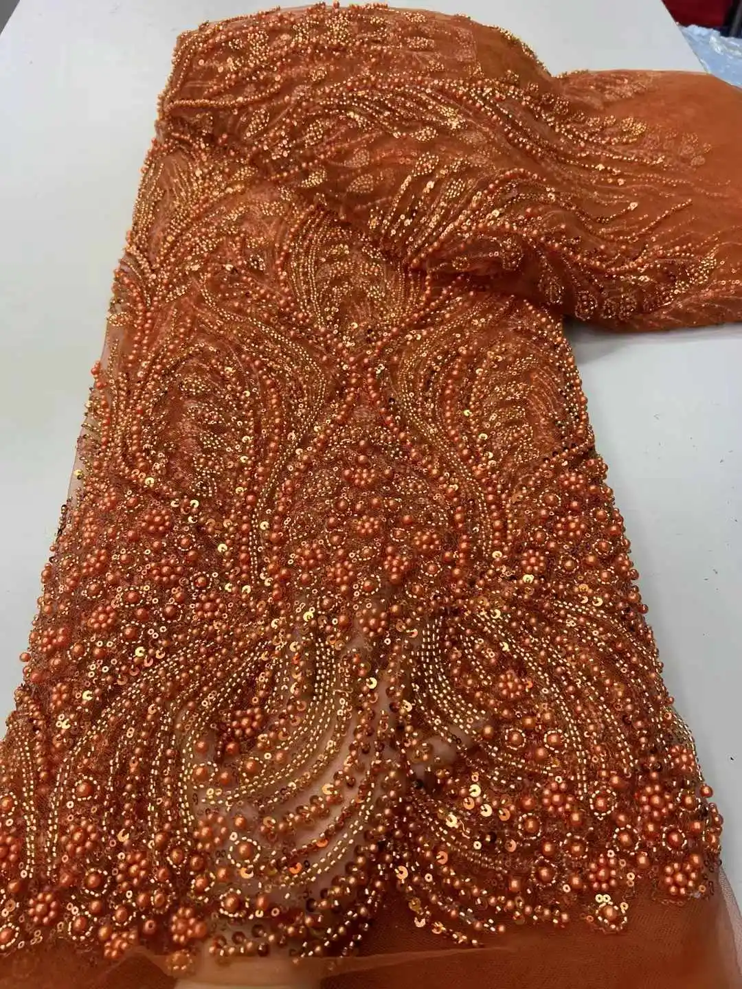 

Luxurious Nigerian Sequence Beaded French Lace 2025 High Quality Sequins Embroidery African Net Tulle Lace Fabric Dresses