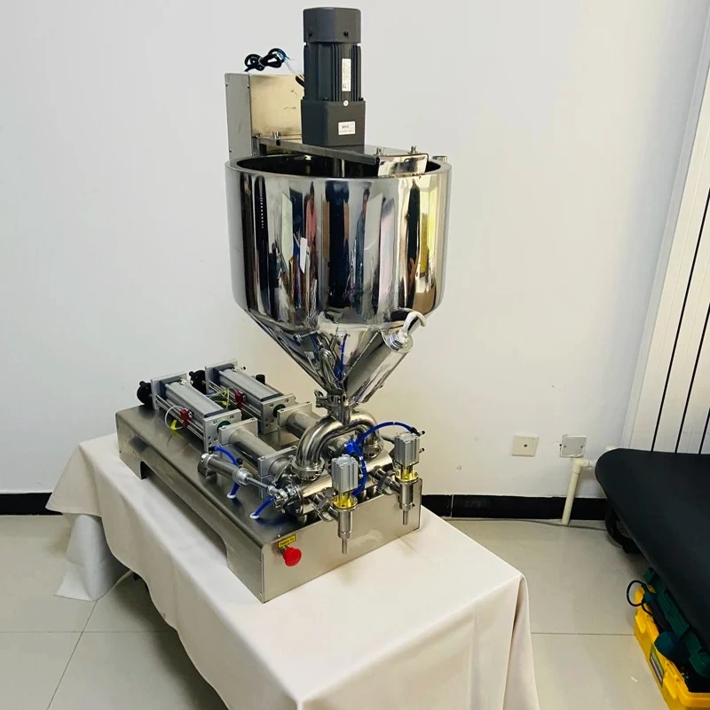 Small Filling Machine With Heating And Stirring Device, Honey Tomato Sauce Double Head Packaging Machine
