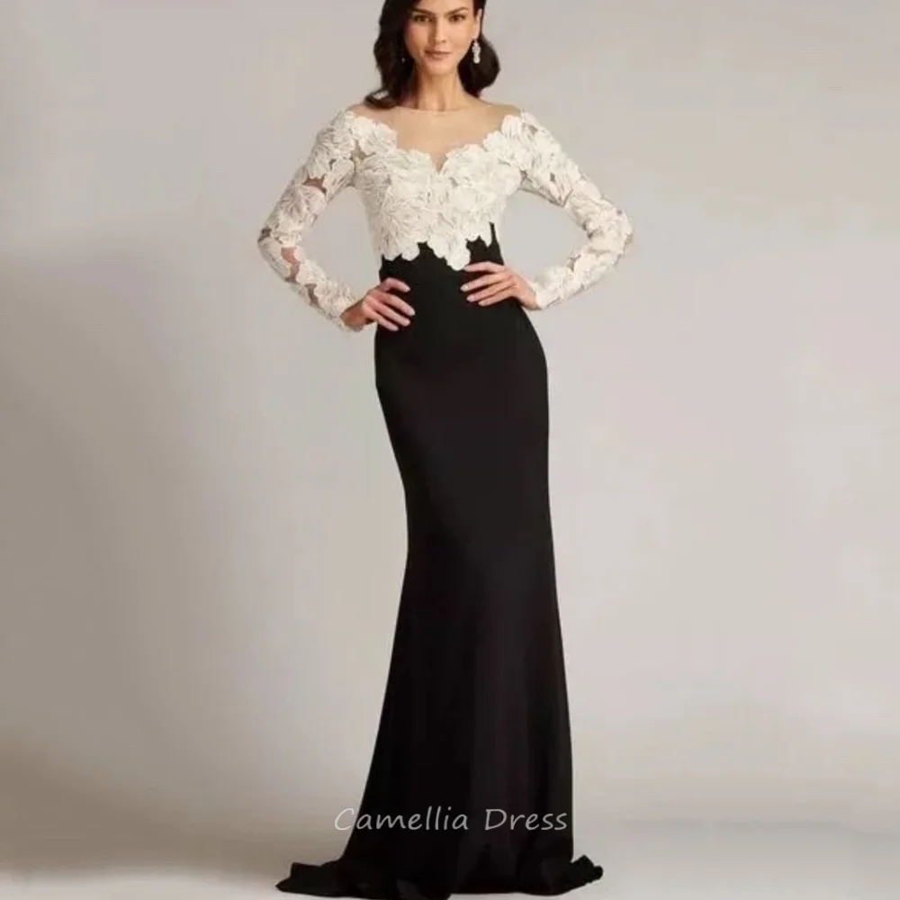 

Mother of the Bride Dress Customized Mermaid Dress Elegant Lace Wedding Party Gown V Neck Long Sleeve vestido invitada boda