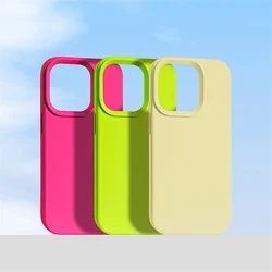 Official Neon color Liquid silicone Magsafe case for iphone 15 13 14pro 15pro 14 Pro max Matte Solid color shockproof cover