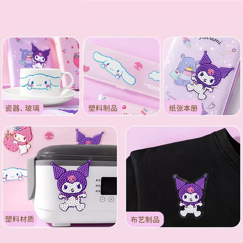 Sanrio Cinnamoroll Kuromi Cute Cartoon DIY Creative Fun Handmade Color Diamond Sticker Pack