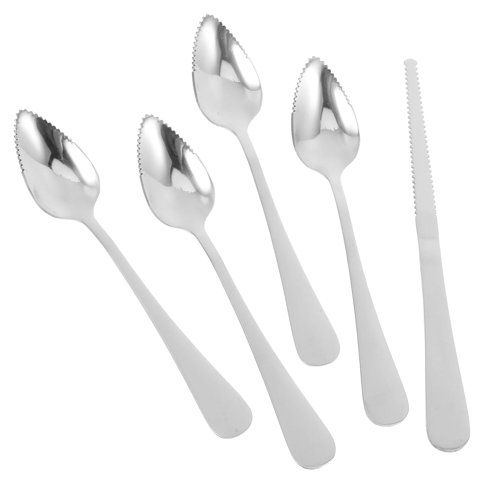 1 Juego de herramientas de cocina de acero inoxidable, juego de corte de frutas con borde dentado, cuchara para pomelo, cuchillo con mango grueso, Kiwi, manzana y cítricos