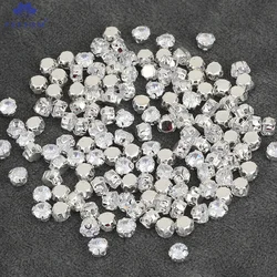 PEESOM Top Grade 3mm/4.3mm/5mm Sew On Crystal Zircon Rhinestone With 3D Copper Sliver Claw Round Zircon Stone for Handicraft