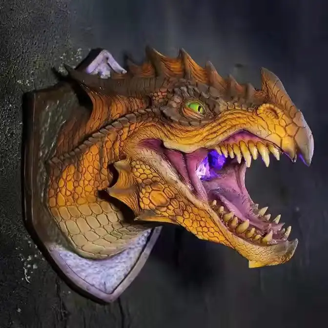 LED Independent Station Dinosaur Head Wall Pendant LED Glowing Spray Legend of The Dragon Home Scene Decoration Props