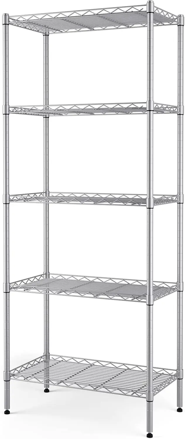 

5 Tier Storage Rack Wire Shelving,Unit Storage Shelves Metal for Pantry Closet Kitchen Laundry 660Lbs Capacity,Silver