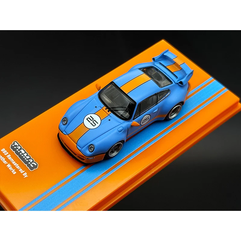 TW In Stock 1:64 993 Remastered Gunther Werks Blue Orange Diecast Diorama Car Model Collection Miniature Toy Tarmac Works