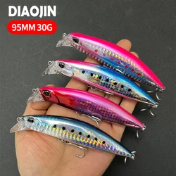 95mm 30g Heavy Weight Sinking Minnow Long Shot Saltwater Artificial Hard Baits for Surf Rolling Wobbler Seabass Fishing Supplies