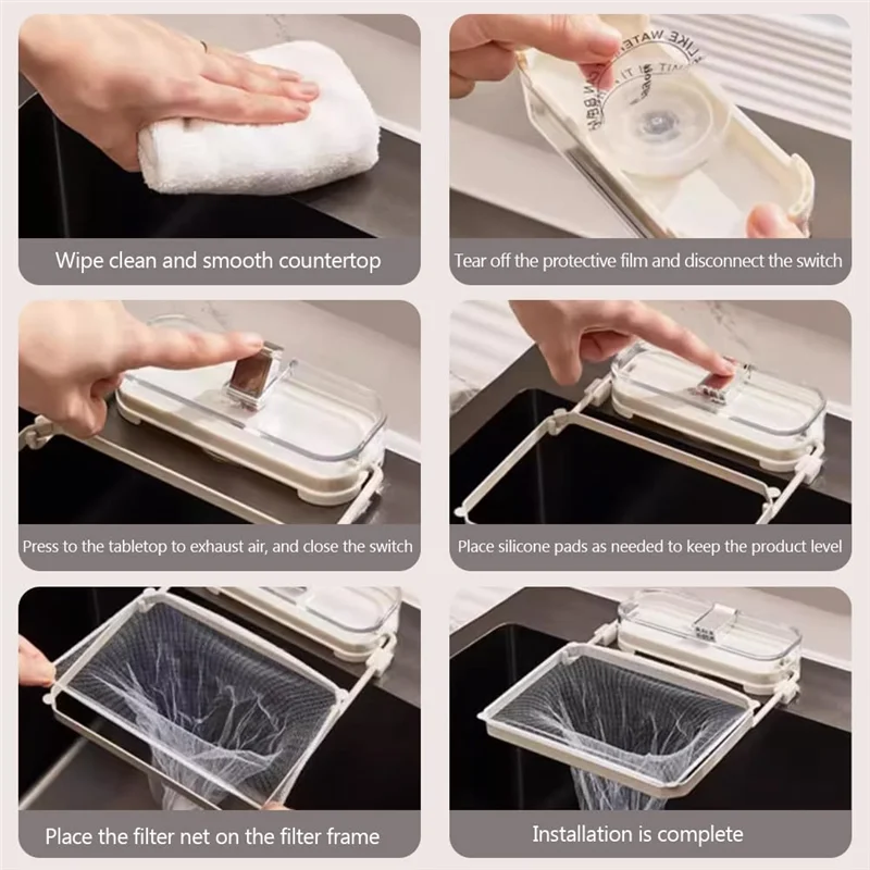 Abgr-ventilador de cozinha com ventosa, filtro de canto, filtro de pia sobre sacos de malha