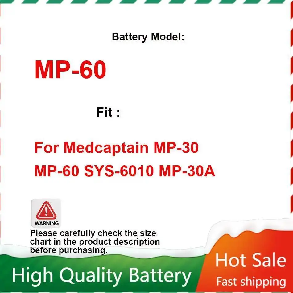 Long Lasting Portable For Medcaptain MP-30 MP-60 Sys-6010 MP-30A 1500Mah Medical Equipment Battery