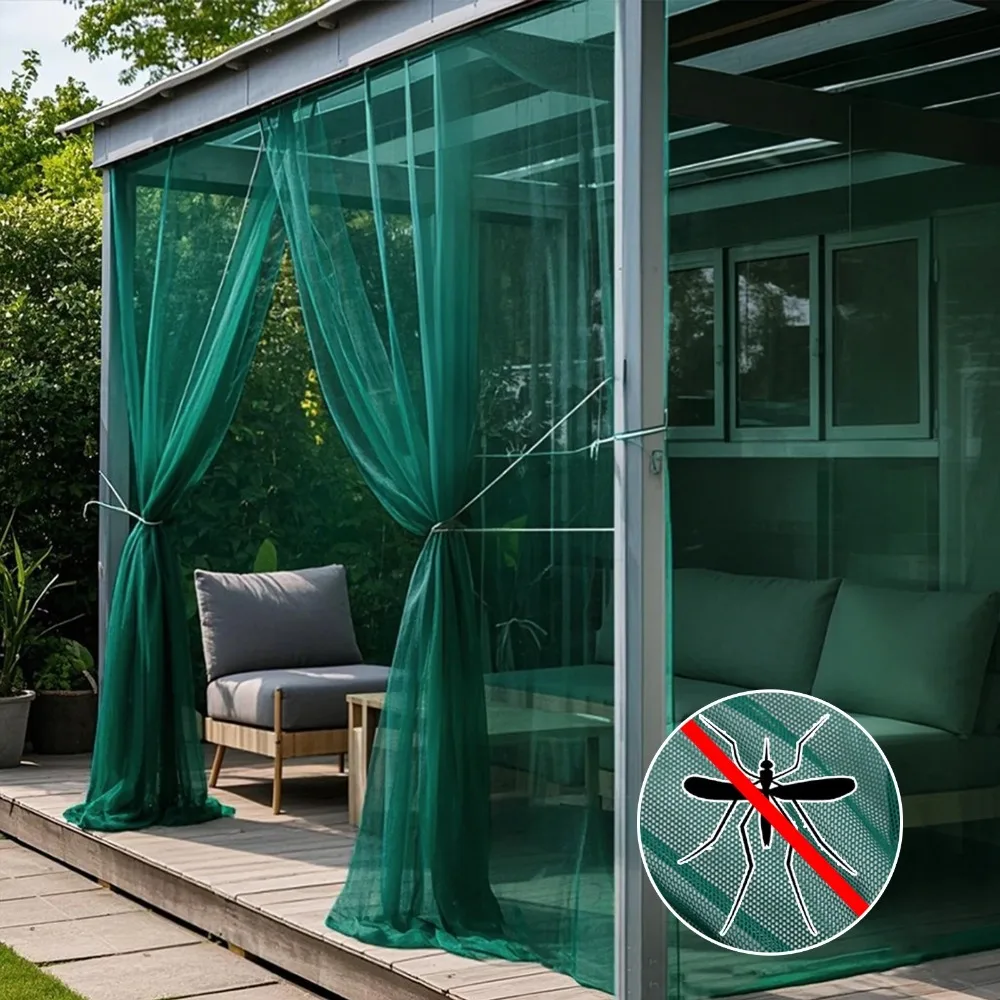 Outdoor Sheer Curtains for Patio Camping Mosquito Netting Rod Pocket Garden Mesh Voile Drape Mosquito Curtains for Porch Pergola