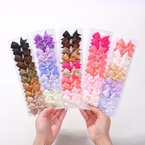 10 unids/set lindos lazos hechos a mano con clips cinta sólida Bowknot pinzas para el cabello para lazos para el cabello de bebé accesorios para el cabello para niñas y niños