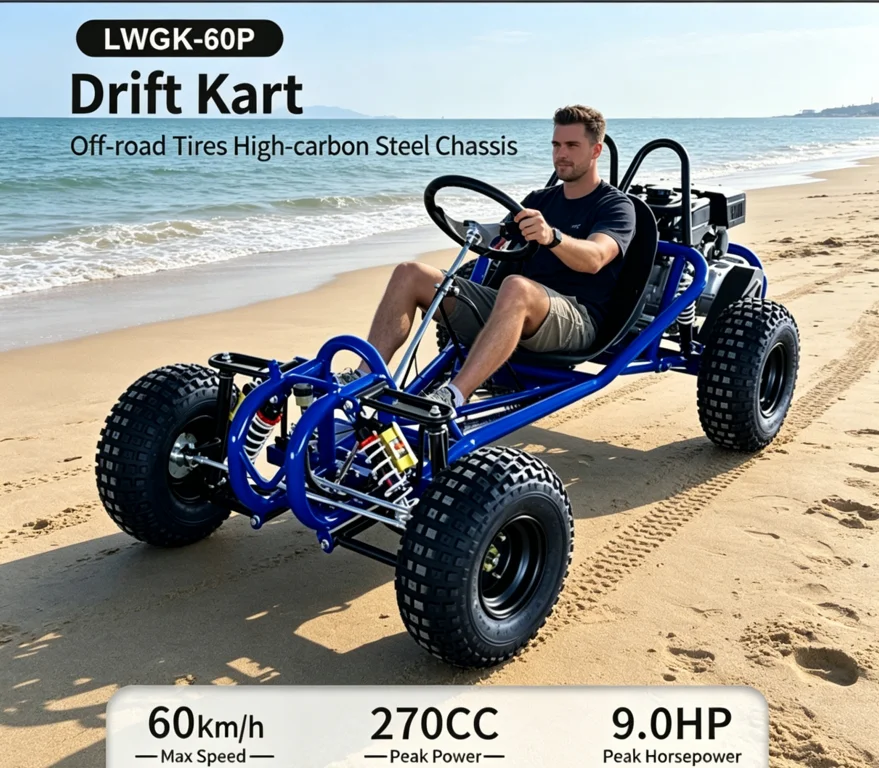 Karting Todoterreno 270, Buggy a Gasolina para Playa, Montaña y Carreras Recreativas al Aire Libre