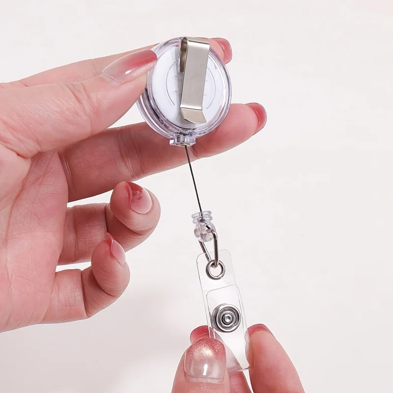 4pcs Retractable Badge Holders with Anti-Loss ID Badge Clips & Alloy Pull Tab Holders Suitable for Nurse, Doctor, School Staff
