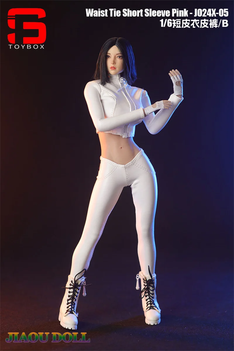 JO24X-04 1/6 หญิงสั้นเสื้อหนังกางเกงรถจักรยานยนต์เสื้อผ้ารุ่น 12 ''เอเชียทหาร Action Figure Body