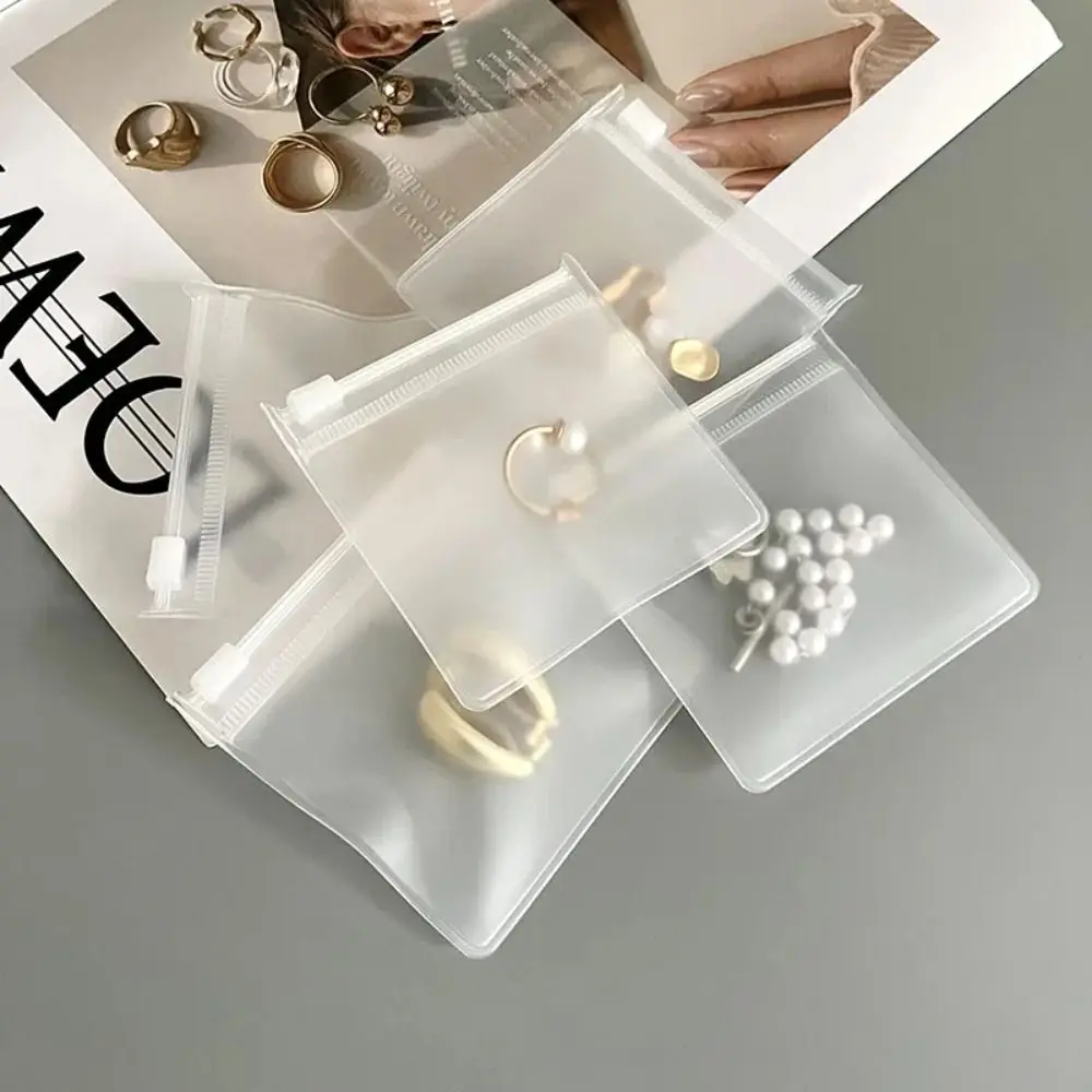 5PCS Transparent EVA Frosted Zipper Bags Jewelry Packaging Pouches DIY Handmade Earring Necklace Bracelet Storage Organizer