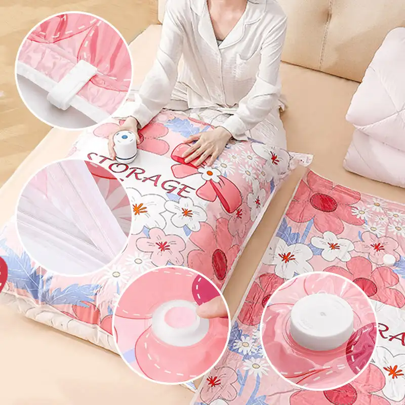 

Vacuum Storage Bag and Pump,Space Saver Bags Compression for Comforters and Blankets, Sealer Clothes Travel Packing Organizer