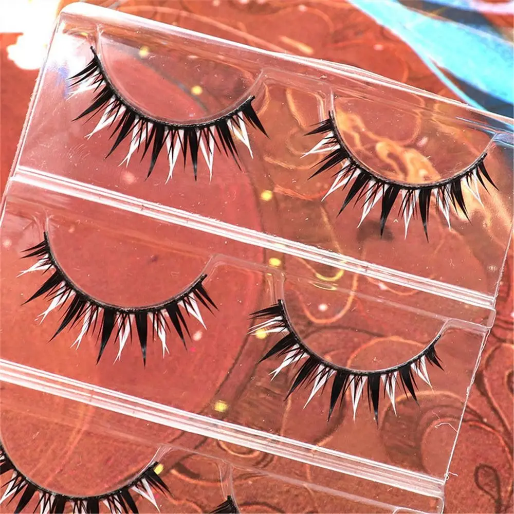 Eye Makeup Tools Halloween White Lashes Masquerade Party Reusable False Eyelashes Natural Look Anime Lashes