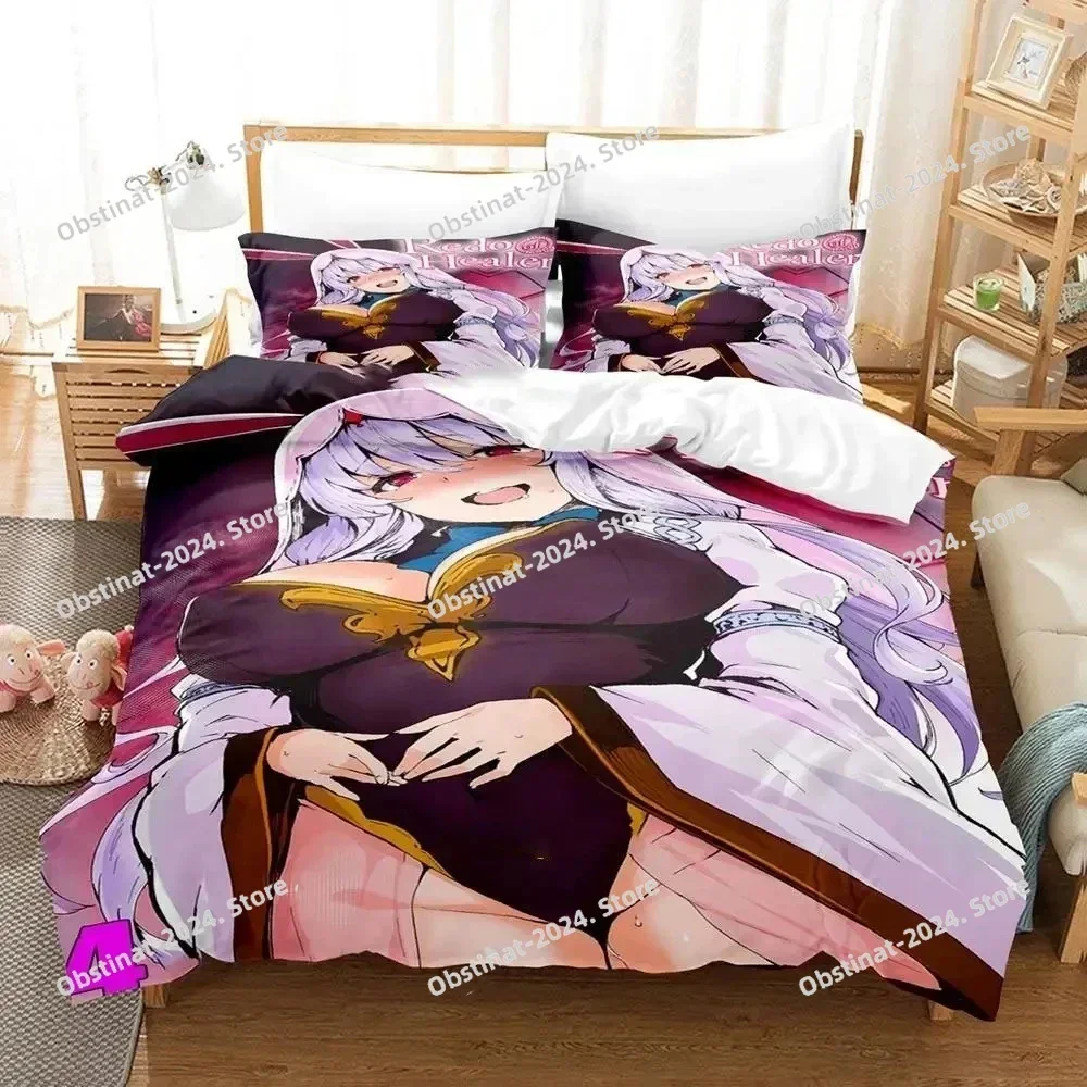 Anime Redo of Healer 3D Print Comforter Bedding Set,Duvet Cover Bed Set Quilt Cover Pillowcase,King Queen Size Bedding Set Kid