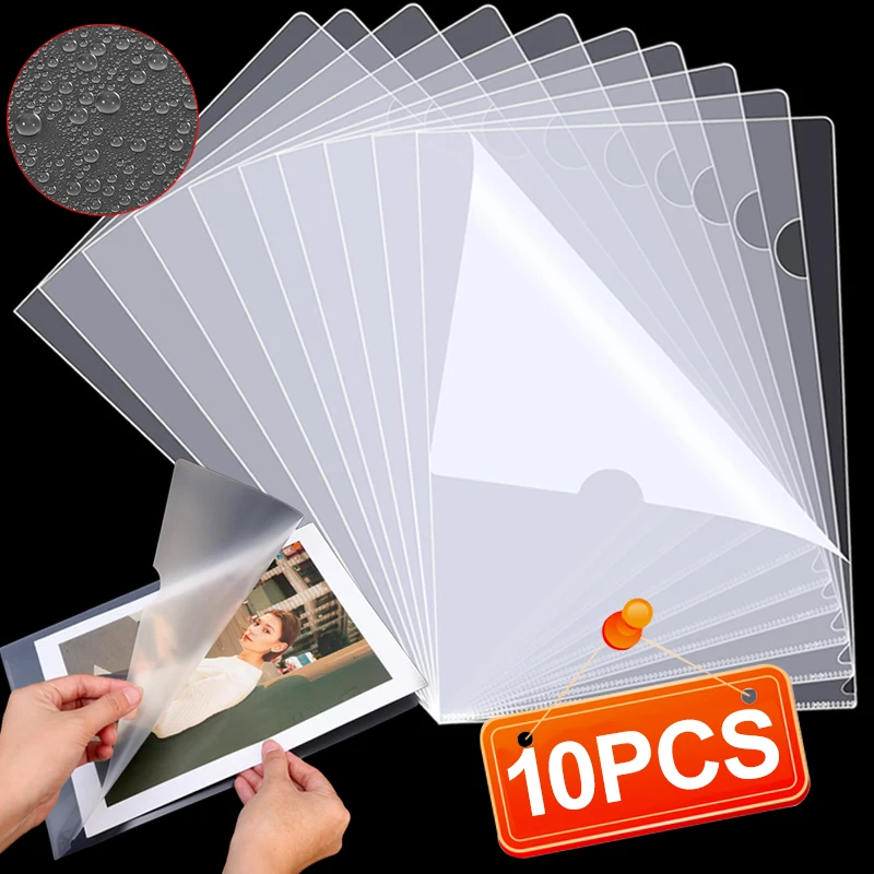 

2-10 шт. прозрачные держатели для документов формата А4 и прямоугольные конверты для офисного хранения, водонепроницаемые L-образные пластиковые папки из ПВХ