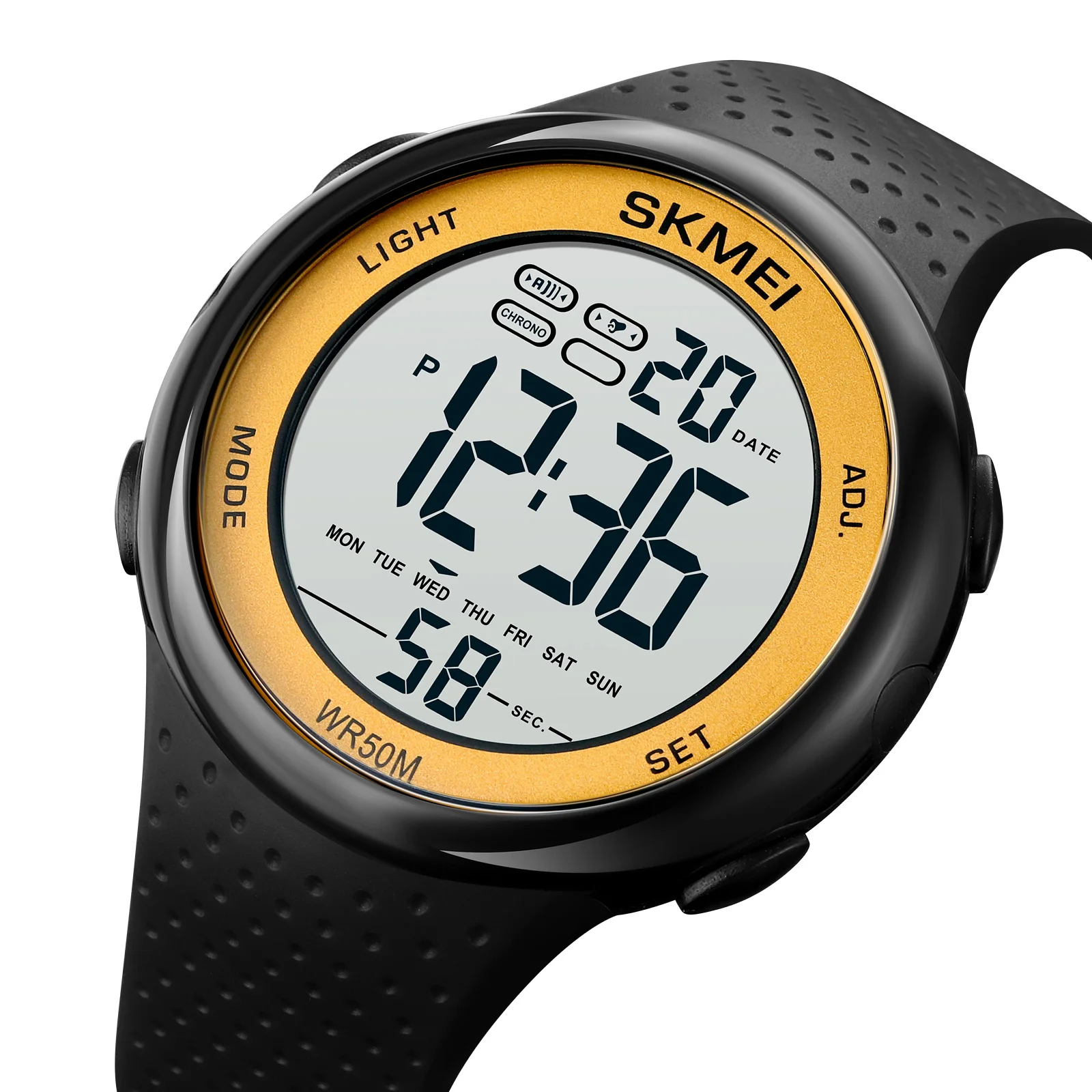 

SKMEI Fashion Atmospheric Disc Big Print Electronic Display Watch Dual Time Countdown Waterproof Sports Electronic Watch 1856