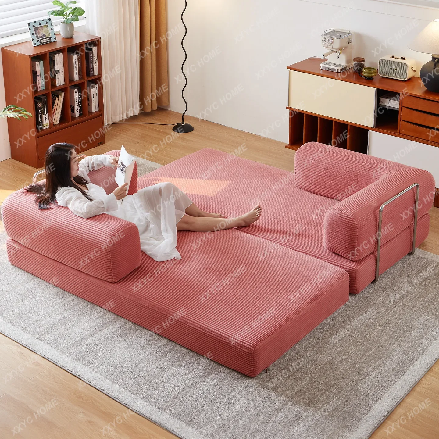 TT coarse grain high density full sponge vacuum compression sofa corduroy module roll bag box