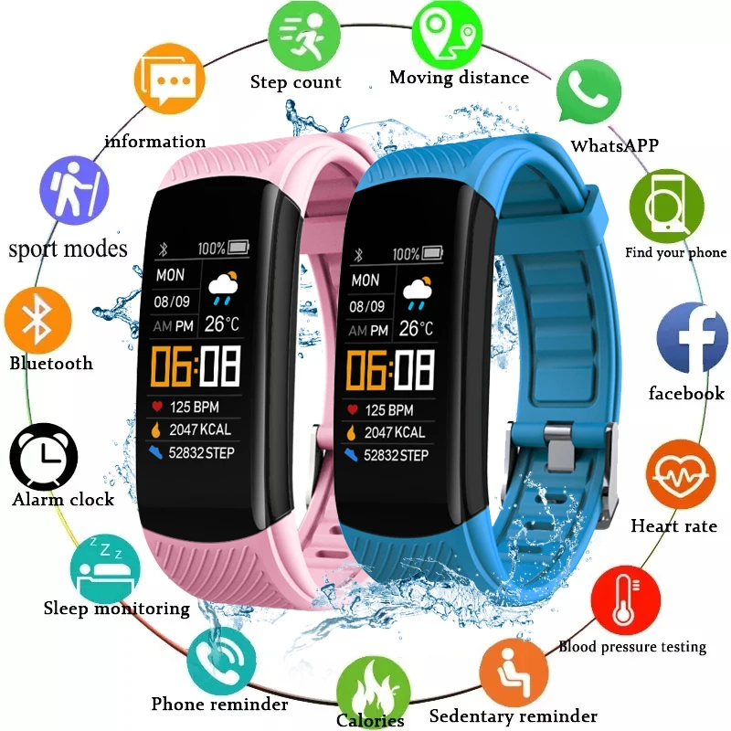 

Men Digital Smart Watch Heart Rate Blood Pressure Waterproof Smartwatch Fitbit Colorful Screen Sports Watches Fitness Tracker