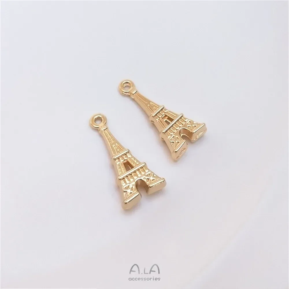 14K Gold-plated Eiffel Tower Pendant for DIY Handmade Jewelry Bracelet Accessories Decorative Handmade Craft Supplies