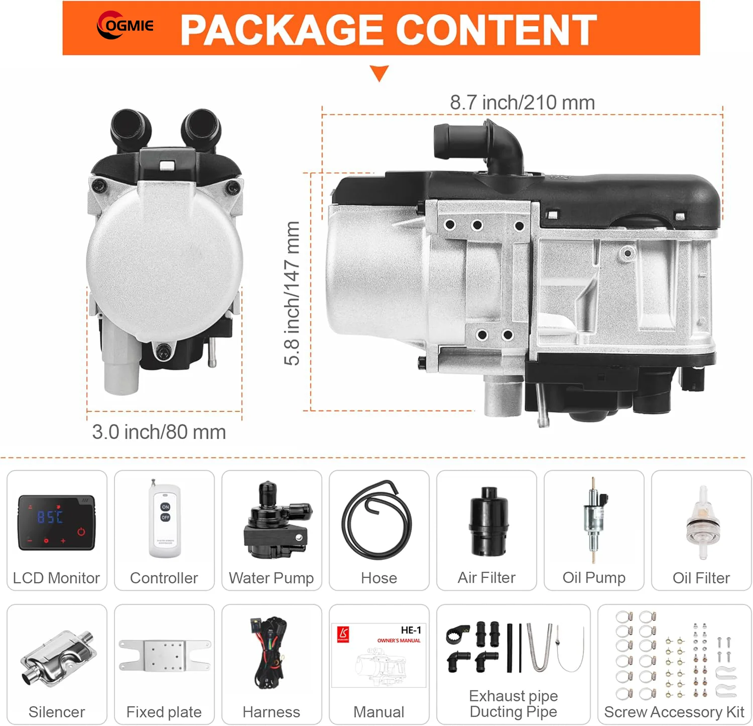 새 제품, 12V, 5kW, 디젤식 유압식 주차용 온수 - Diesel Air Heater 5Kw 12V 리뷰 및 가격