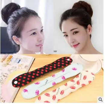 6Pcs/Lot Fabrics Button Dots Hair Bun Maker Multi Floral Pattern Red Lips Donut Care Styling Tools Accessories HA009