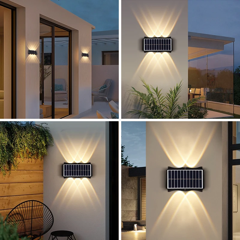 Outdoor LED Solar Lights Sensor Waterproof Home Garden Sunlight Wall Fixture Up And Down Luminous Solar Lamp External Wall Panel