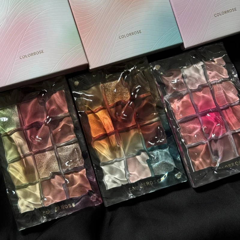 Colorrose Water Ripple 12Colors Eye Shadow Pallete New Blue Purple Dry Rose Sequins Matte Glitter Eyes Makeup