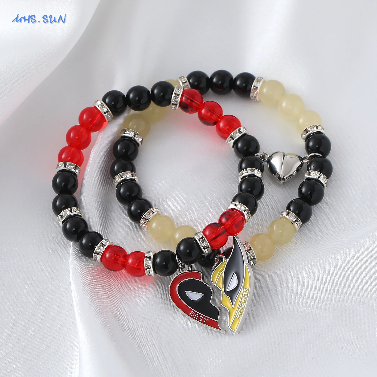 MHS.SUN Hot Sale Deadpool & Wolverine Bracelet Love Combination Magnetic Red and Yellow Best Friend Bracelet Friendship Jewelry