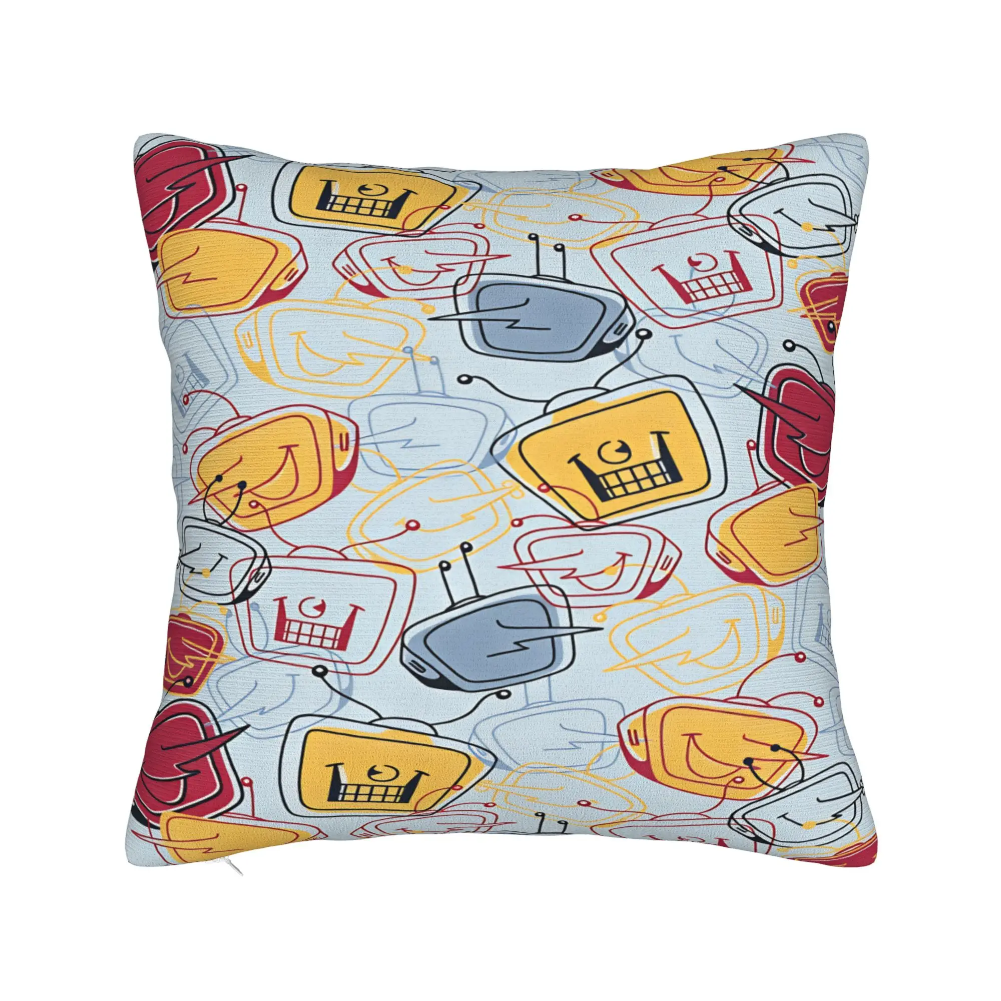 Pillow Cover Deltarune TV Head Character Line Art  Vintage Pillow Case For Office Car Home Decor Pillowcases