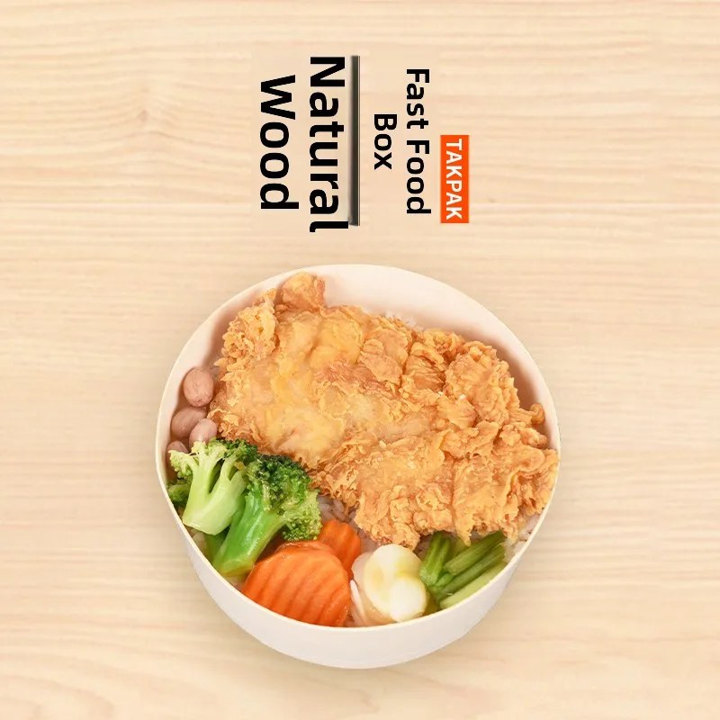 

round Wooden Box Food Paaging Box Dert Pastry Disposable Bento Lunch Box Sui Box Takeout Box Kitchen Cooking Utensils