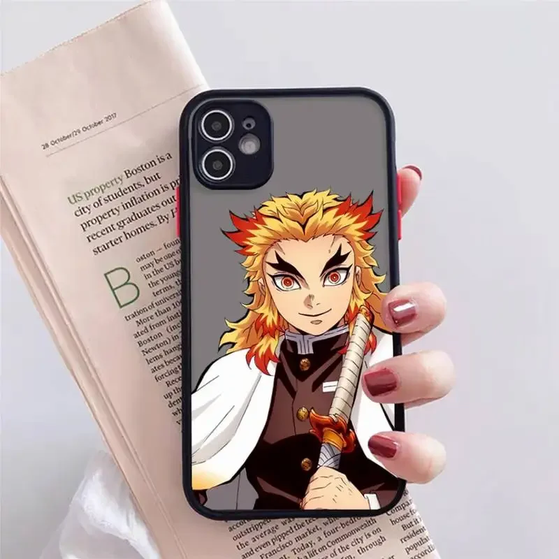 Etui na telefon Demon Slayer Rengoku Kyoujurou IPhone 12, 11, 13, 14, Pro, Max, X, XR, XS, SE2020, 7, 8, Plus Hard Cover Case