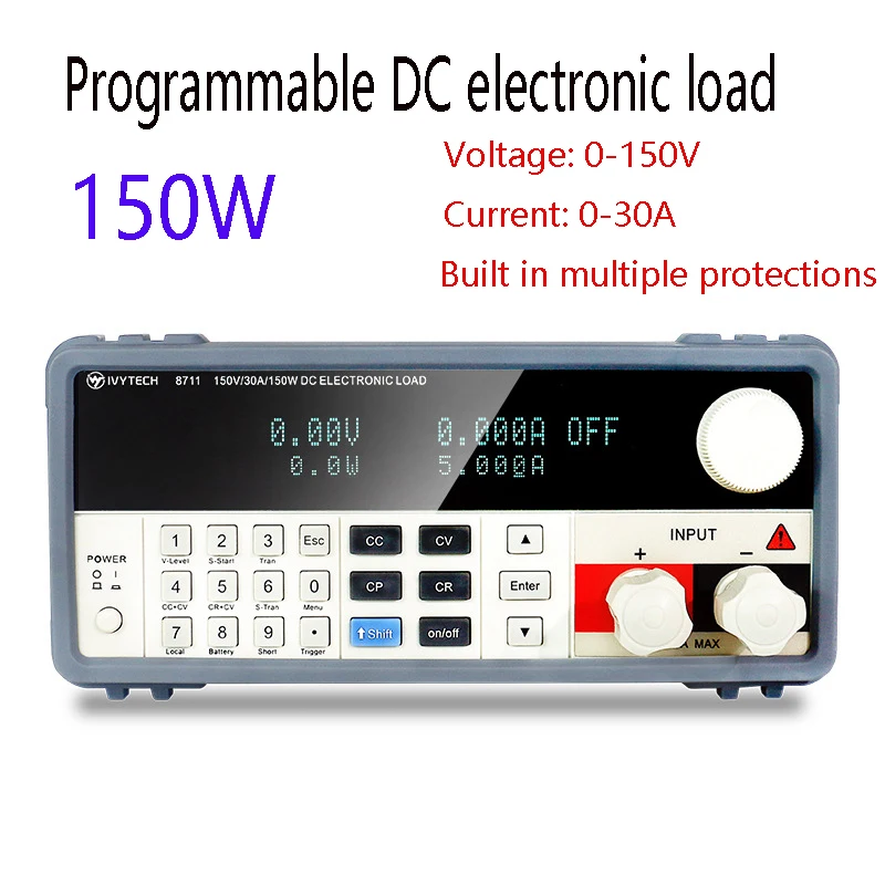 IVYTECH IV8711 carico elettronico DC programmabile 150W 30A strumento di scarica del Tester di capacità della batteria 1mV 0.1mA ad alta precisione