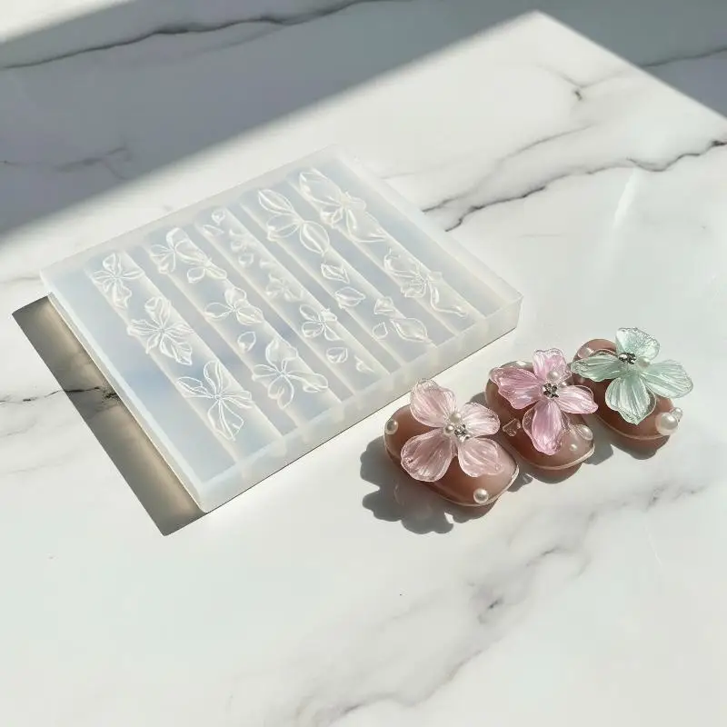 3D Relief Ice Crystal Flower Nail Silicone Mold Hand Carved Floral Mould Reusable Nail Art Jewelry Making Template Decor Tool