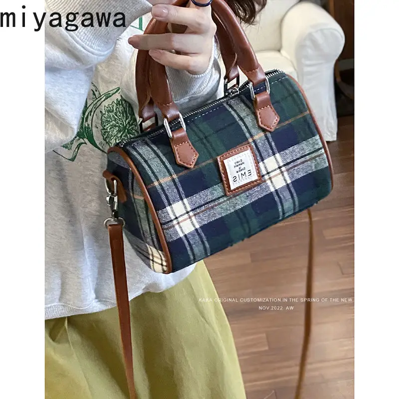 Miyagawa Women\'s Autumn Winter 2023 New Fashionable Small Handbag Retro Korean Causal One Shoulder Crossbody Bag