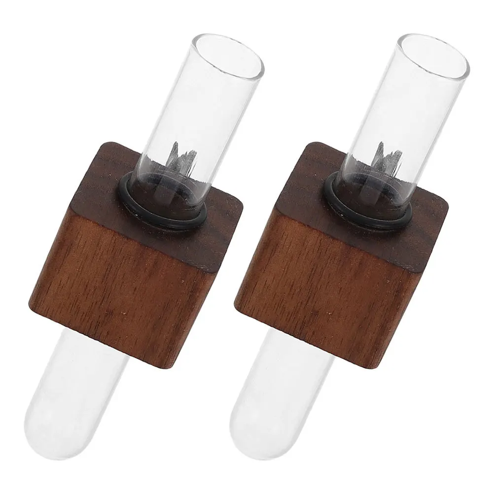 

2Pcs Mini Vase Car Accessories Removable Air Vent Flower Vase Holder Glass Tube with Wooden Base for Vehicle Interior Decoration