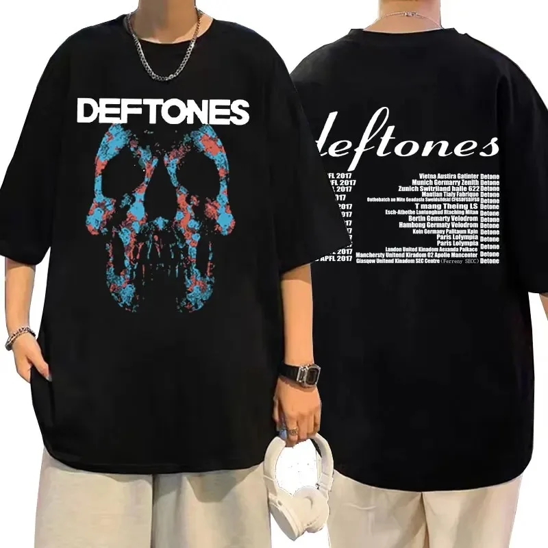 Deftones Girl Eyes Print 100% Cotton T Shirts 90s Vintage Clothing Fashion Short Sleeve Black Tops Summer Japanese Style T-shirt