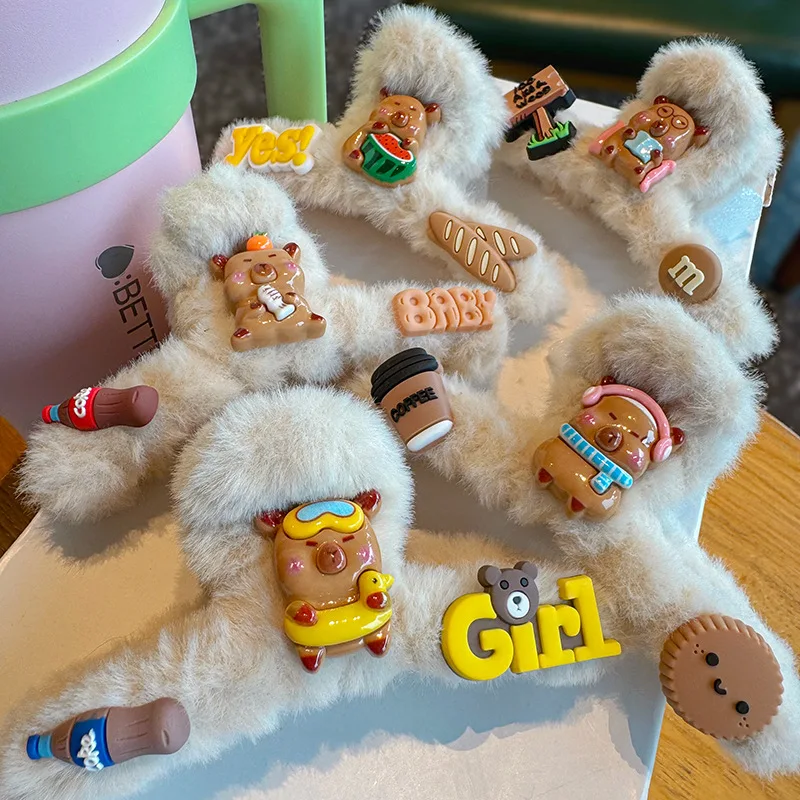 

Light-colored hair clips - Cartoon animal Capibara hair clips with shark-shaped clips for the princess hair accessory