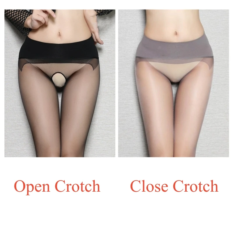 Women Sexy Open Crotch Seamless Tights 1D Ultra Thin Transparent Medias De Mujer Mid Waist Nylon Pantyhose Hot Party Hosiery