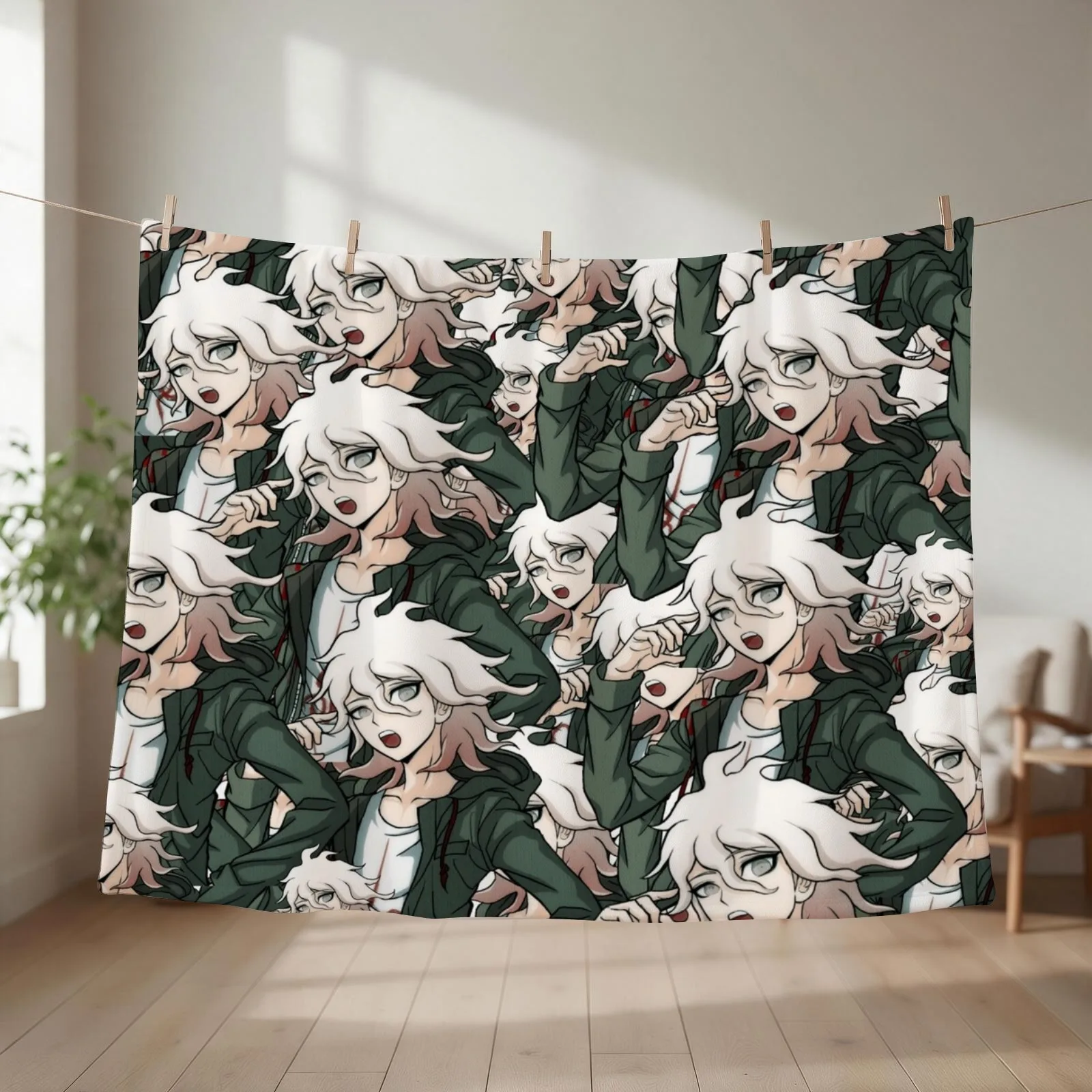 *nagito komaeda voice* hope Throw Blanket couch cozy soft plush fuzzy picnic outdoor blanket