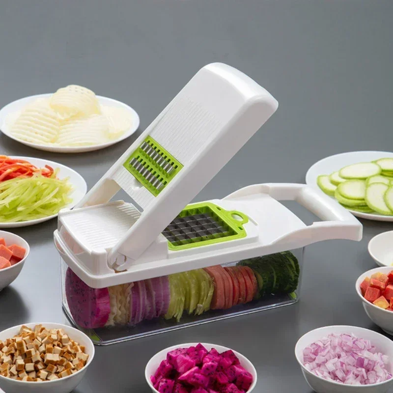 Multifunctional Vegetable Grater with Box, Potato Grater for Home Use, Dinger Kitchen Supplies, Onion Chopper, Cucumber Slicer