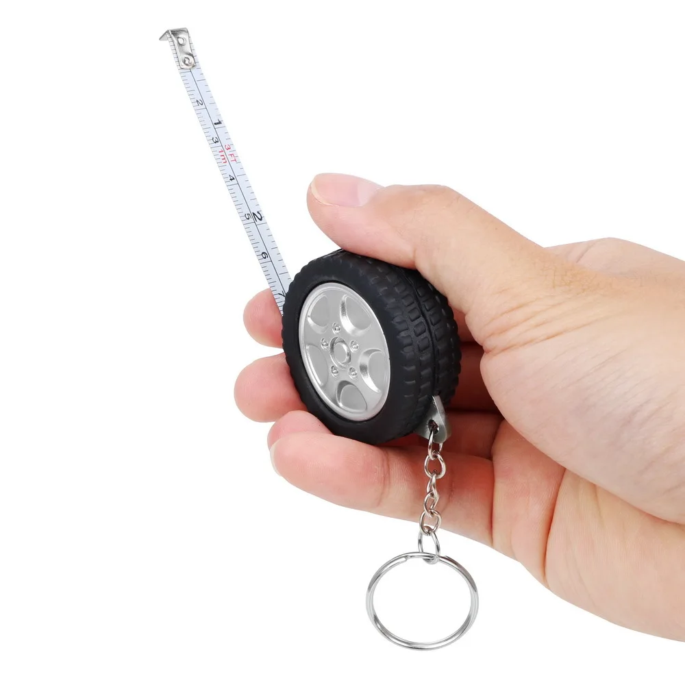 Retractable Ruler Keychain Centimeter/Feet Mini Keyring Ruler Tire Shape Tape Creative Tape Measure Keychain For Backpack Travel