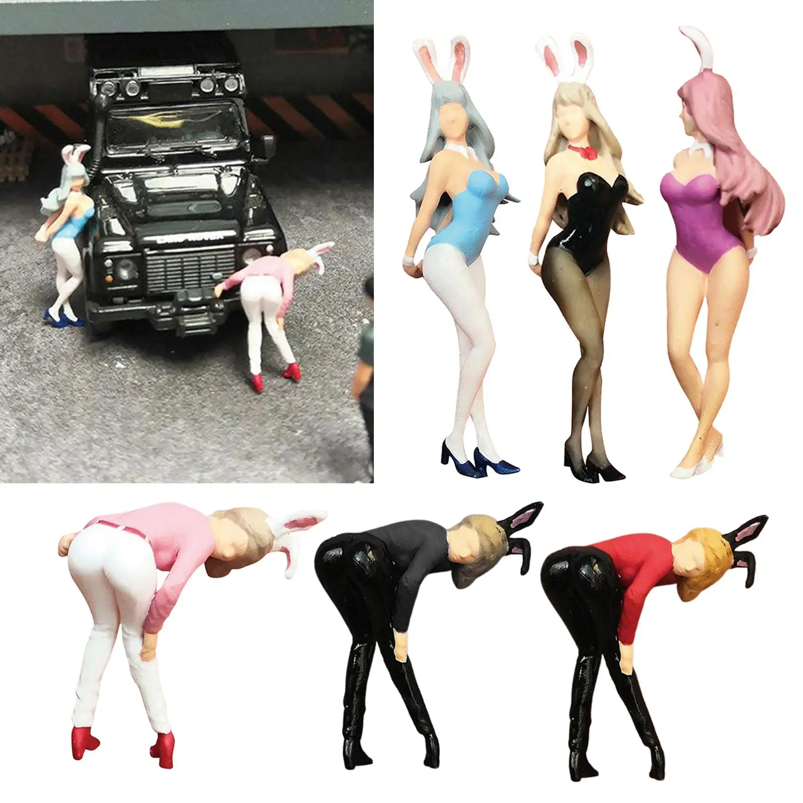 

RM 1/64 Мини Раскрашенная Миниатюрная Фигурка Банни Девушка Поезд Железнодорожный Пейзаж DIY